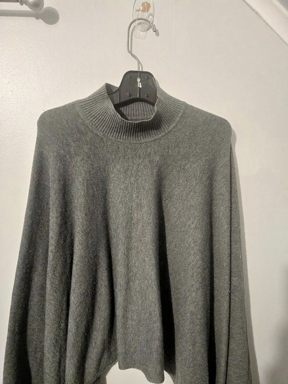 Lauren Ralph Lauren Convertible Mockneck Poncho Gray Sweater